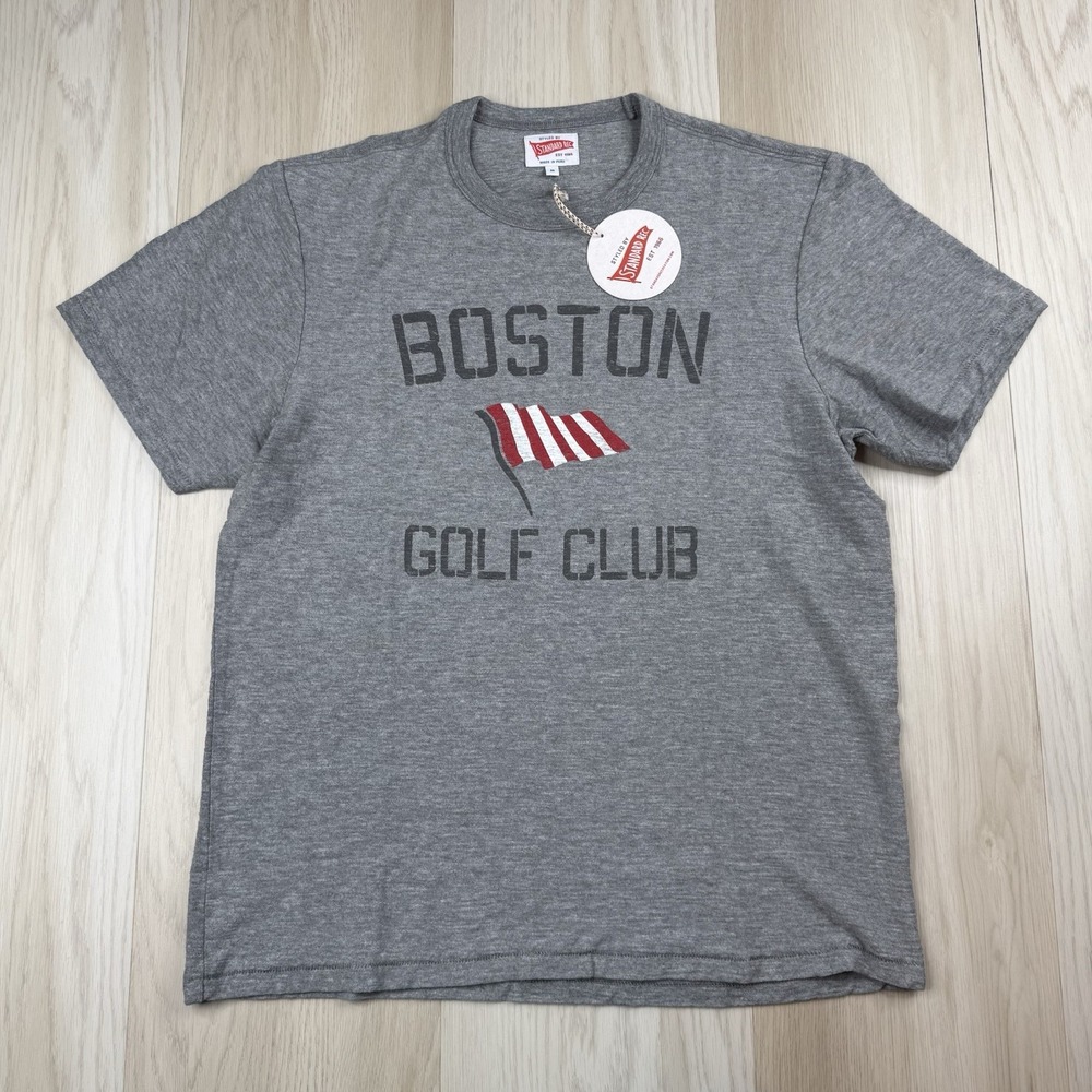 Standard Rec Boston Golf Club  T-Shirt Gray Slub Cotton Jersey Mens Medium NWT